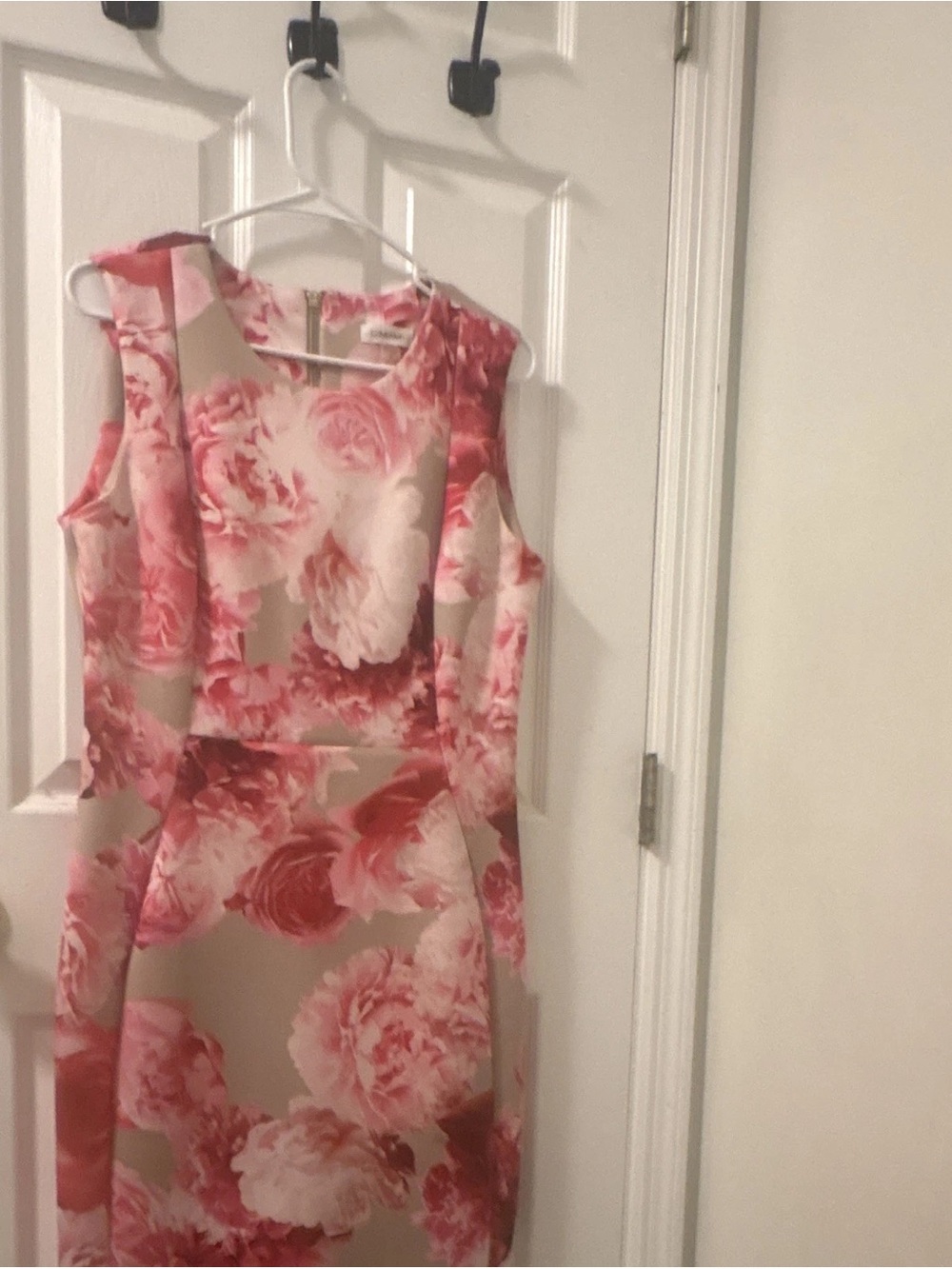 Calvin Klein Pink Floral Sheath Dress on Beige